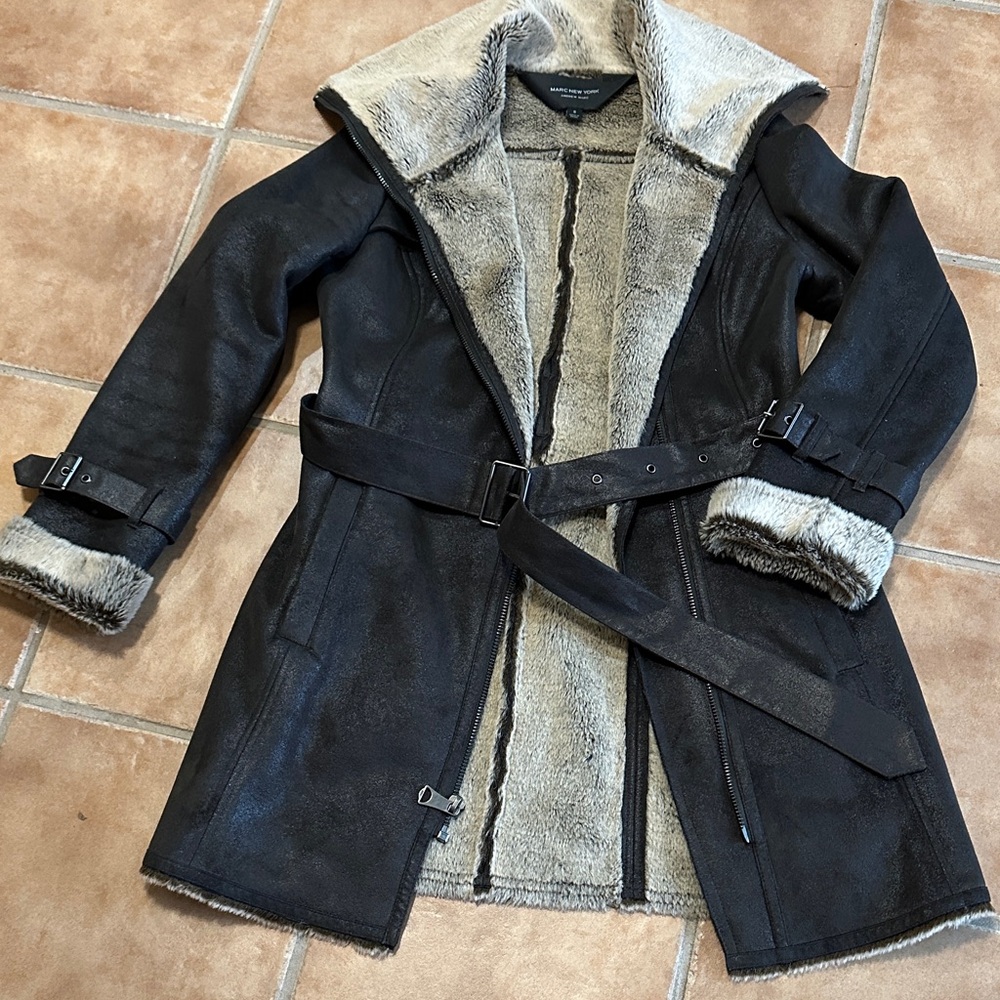 Andrew Marc Black and Gray Teddy Jacket